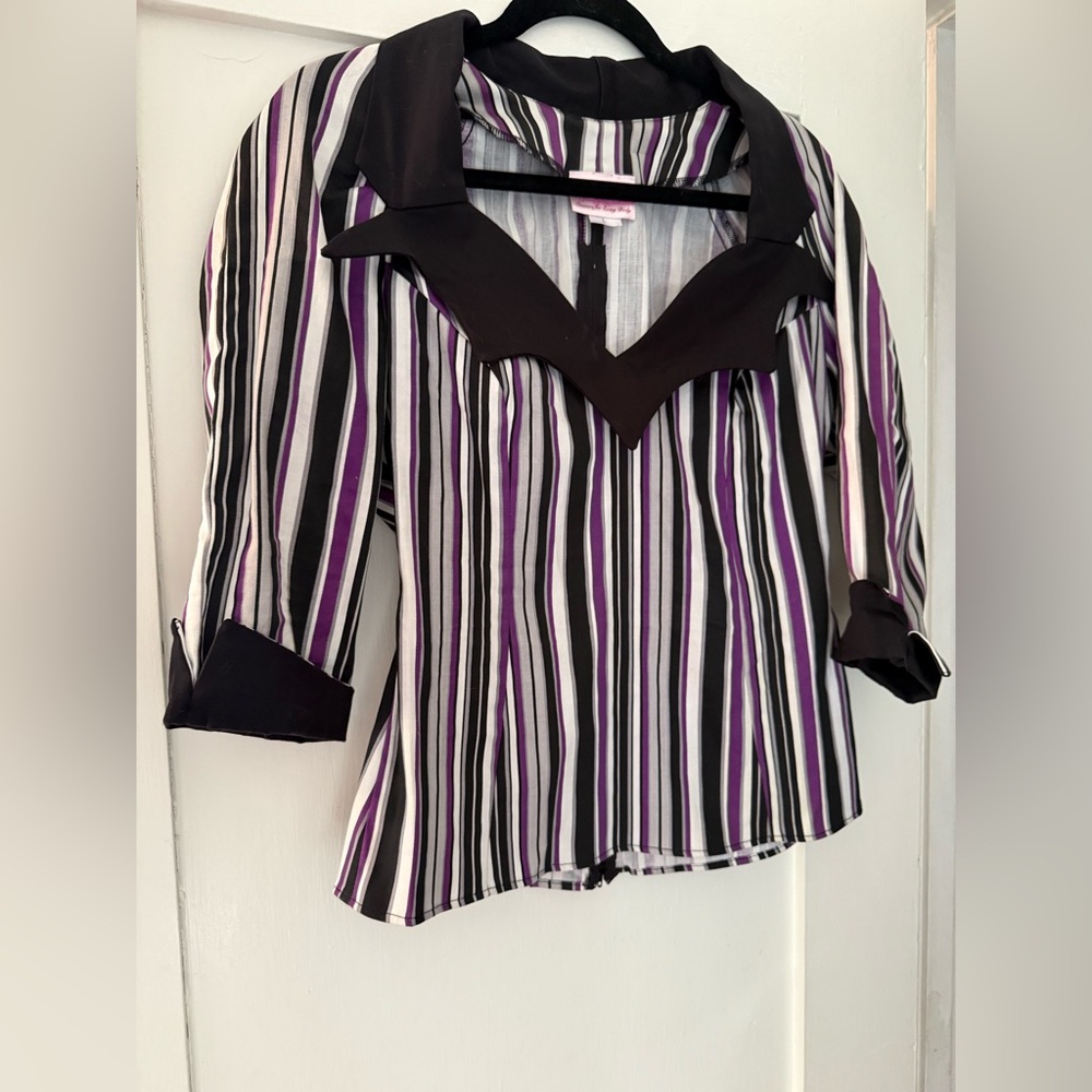 Pinup couture Doris batwing top in solstice stripe large - Picture 5 of 9